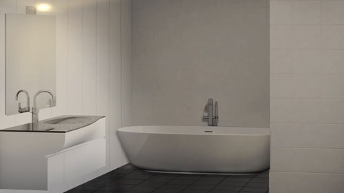 Képkocka a fürdőszoba-világítást bemutató videóból